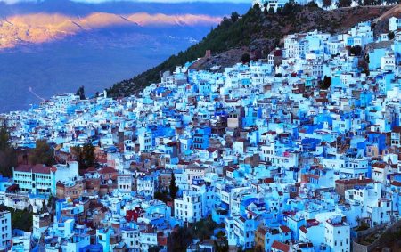 65211507 panorama of blue medina of chefchaouen, morocco.